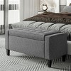 GlasFlength Ottomans and Benches Linen Upholstered Storage Bench with Lift Top and Button Tufted for Simple Living Room, Gray, 37"*12.6"*16.5" - 2 of 4