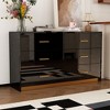 FUFU&GAGA BLack High Gloss Mirrored Chest with 6 Drawers Modern Cabinet - 3 of 4