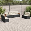 vidaXL 8 Piece Patio Sofa Set with Cushions Black Poly Rattan - Black and Cream Without Table - 2 of 4