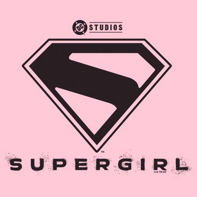 Supergirl Girls Supergirl Official Shield Black Logo T Shirt - Light Pink - Medium — фото 2