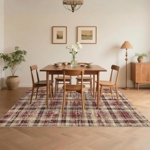 Washable Area Rug Non-Shedding & Easy Care Mat for Kitchen Dining Room Living Room Bedroom Home Decor, Modern Farmhouse Foldable Thin Non Slip Carpet - 1 of 4