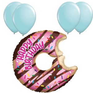 LoonBalloon 28 Inch Donut Birthday Balloon with 4 latex balloons- Sweet & Festive - 1 of 3