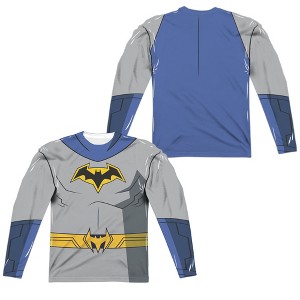 Men's Batman Unlimited Batman Uniform Front Back Print Long Sleeve Costume T-Shirt - 1 of 4