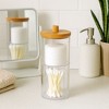 Acrylic Q-tip Dispenser and Cotton Pad Holder with Bamboo Lid, 2 Tier Nonslip Bathroom Organizer Jar for Cotton Ball, Swab, Makeup Pad, Vanity Storage - 2 of 3
