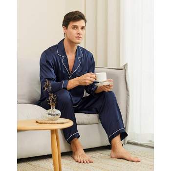 Men's Silk Pajama Set Men's Sleepwears Men Sexy Soft Homme Cozy Satin  Nightgown Casual Lounge Pajama Nightwear,A,L (B XL) : : Clothing,  Shoes & Accessories