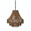 Storied Home Metal Rattan and Wood Bead Chandelier Brown: ETL Listed, Iron Canopy, Adjustable Height - 2 of 4