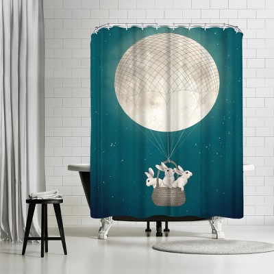 Americanflat Moon Bunnies by Laura Grave 71" x 74" Shower Curtain