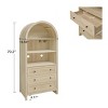 Set of 2 Arched Kitchen Storage Cabinets,Display Cabinet with Drawers,Adjustable Shelve,Modern Farmhouse Wood Cabinet for Home-Coolbibila - 4 of 4