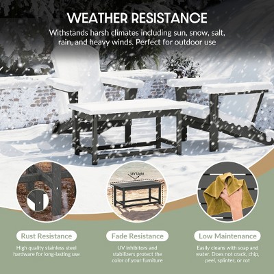 Gray Rectangular HDPE Outdoor Adirondack Coffee Table