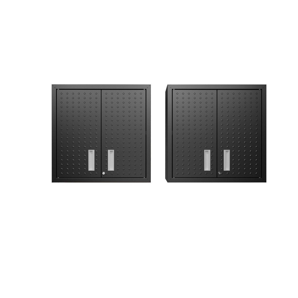 Manhattan Comfort Fortress Set of 2 Floating Garage Cabinets Charcoal Gray