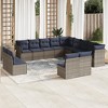 vidaXL Patio Sofa Set with Cushions 12 Piece, Sectional Sofa with Glass Table, Outdoor Conversation Set, Modern Style, Gray Poly Rattan - 2 of 4