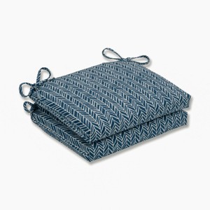 Herringbone 2pc Outdoor/Indoor Squared Corners Seat Cushion Set - Pillow Perfect - 1 of 4