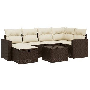vidaXL 6 Piece Patio Sofa Set with Cushions Poly Rattan - 1 of 4