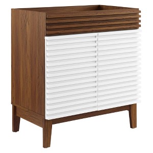 Modway Render 30" Particleboard Laminate Bathroom Vanity Cabinet in White/Walnut - 1 of 4