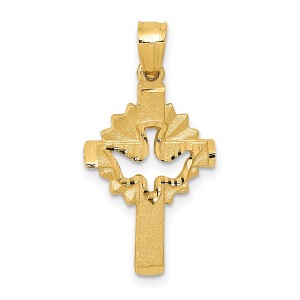 Black Bow Jewelry 14k Yellow Gold Small Satin & D/C Dove Cross Pendant, 13 x 26mm - 1 of 4