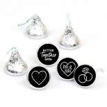 Big Dot of Happiness Mr. and Mrs. - Black and White Wedding or Bridal Shower Round Candy Sticker Favors - Labels Fits Chocolate Candy (1 sheet of 108)