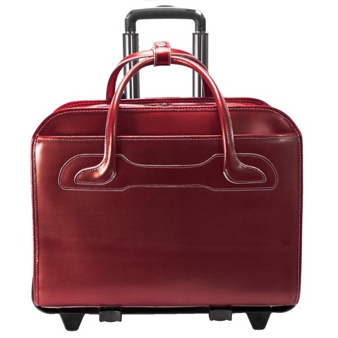 Mcklein Willowbrook 15 Leather Patented Detachable Wheeled Ladies Laptop Briefcase Red Target