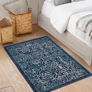 Coolmee Vintage  Trellis Area Rugs Low Pile Non-Shedding Accent Rug Distressed Mat for Entryway Hallway Bathroom Laundry Kitchen - 1 of 4