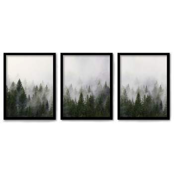 Americanflat Botanical Landscape (Set Of 3) Triptych Wall Art Misty Forest By Tanya Shumkina - Set Of 3 Framed Prints