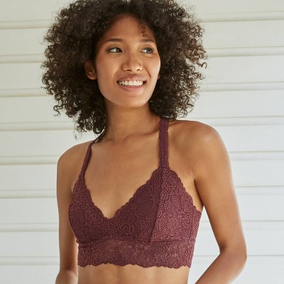 Women's T-Back Bralette - Auden™ Burgundy XS