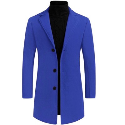 INSPIRE CHIC Men's Notched Lapel Single Breasted Winter Long Jacket Overcoat