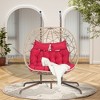FURNIinspire Patio Swings Double Egg Chair With Stand, Indoor Outdoor Wicker Rattan Patio Basket Egg Swing Chair With Seat Cushion, 31“*59"*75" - 2 of 4