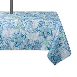 Design Imports  Blue Watercolor Paisley Print Outdoor Tablecloth With Zipper 60X120 - 1 of 4
