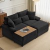 74"W Sectional Sofa Couch with Reversible Ottoman, Soft Corduroy Fabric Loveseat with Storage Ottomans & USB Port - ModernLuxe - 2 of 4