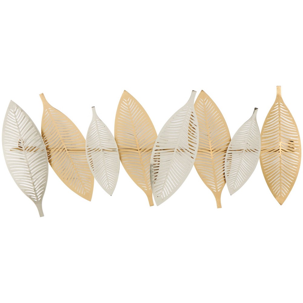 Photos - Wallpaper 13"x2" Metal Leaf Metallic Wall Decor with Silver Accents Gold - Olivia &
