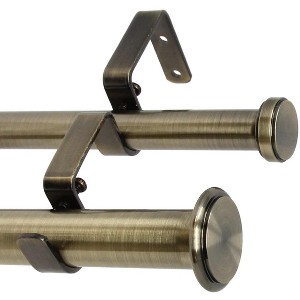 Urbanest Bouton Flat Button 1-inch 3-4 inch Double Drapery Curtain Window Rod Set - 1 of 4