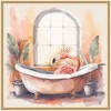 Kate & Laurel All Things Decor 30"x30" Sylvie Flamingo Bath Pastel Tropical Bathroom Framed Canvas by The Creative Bunch Bright Gold - 2 of 4