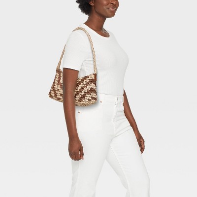 A New Day Hand Crocheted Straw Shoulder Bag - A New Day™ Brown — фото 2
