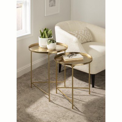 Ulani Round Gold Metal Nesting Accent Table Set