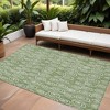 Green And Ivory Geometric Washable Indoor Outdoor Area Rug - 2 of 4