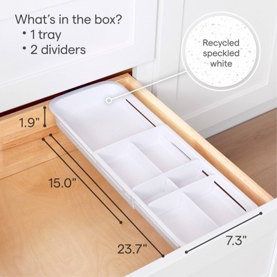 YouCopia DrawerFit Sliding Tray: White Kitchen Cabinet Organizer, Utensil Storage, ABS Material, 15"x7.1"x2" — фото 6