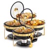ROVSUN 5QT 4 Pack Maifanite-Coated Chafing Dishes for Buffet 4 Pack with Lid Holder for Party Wedding, Black & Gold - 3 of 4
