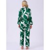 cheibear Women's Satin Floral Button Down Long Sleeve 2-Piece Lounge Set - 4 of 4