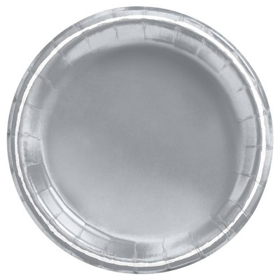 6.75" Snack Paper Plate with Foil Silver/White - Spritz™