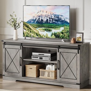 Farmhouse TV Stand and Entertainment Center for TV Up to 65 Inches with Sliding Barn Doors and Adjustable Shelf, for Living Room, Bedroom - 1 of 4