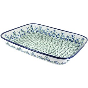 Blue Rose Polish Pottery 372 Zaklady Large Rectangular Baker - 1 of 1
