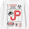 Jurassic Park Caution Biological Hazard Crew Neck Long Sleeve White Adult Sweatshirt - 2 of 3