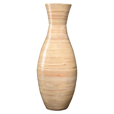 Hastings Home Handcrafted 20" Tall Decorative Bamboo Classic Floor Vase for Silk Plants, Flowers, and Filler Décor - Natural Bamboo