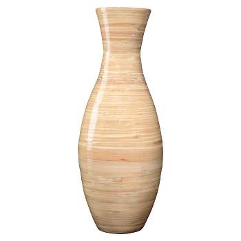 Hasting Home 20" Bamboo Vase, Sustainable Bamboo Decorative Classic Floor Vase