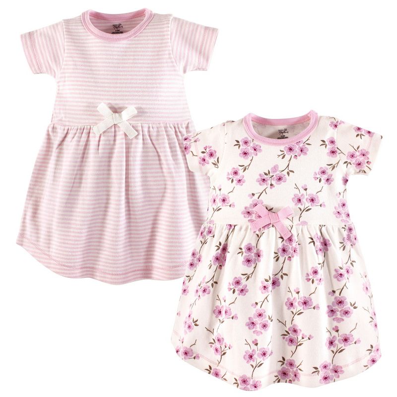 Touched by Nature Baby and Toddler Girl Organic Cotton Short-Sleeve Dresses 2pk, Cherry Blossom, 1 of 3