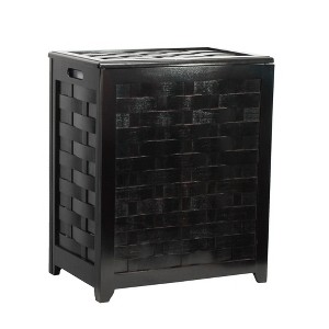 Oceanstar Mahogany Finished Rectangular Veneer Laundry Wood Hamper with Interior Bag - 1 of 4