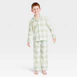 Kids' Spring Plaid Matching Family Pajama Set - Green