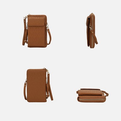 MKF Collection Phone Wallet Crossbody Women’s Vegan Leather Zip Around Organizer, Caddy | MKF Collection by Mia K - Beige — фото 5