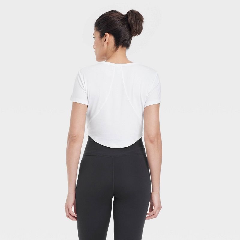 Women's Modal Rib Cropped Short Sleeve Shirt - All In Motion™, 2 of 8