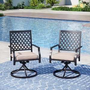 Captiva Designs 2pc Outdoor Patio Dining Chairs with Steel Frame and Ventilated Backs - 1 of 4