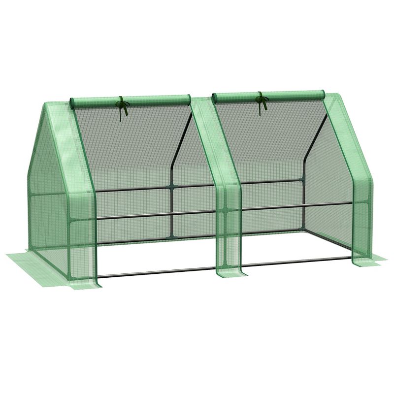 Outsunny Mini Greenhouse Portable Hot House with Large Zipper Doors & Water/UV PE Cover for Outdoor and Garden, 1 of 7